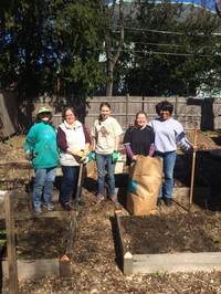 Image of 5 of the people who helped to clean the garden