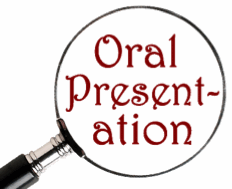 Words "oral presentation" under a magnifying glass