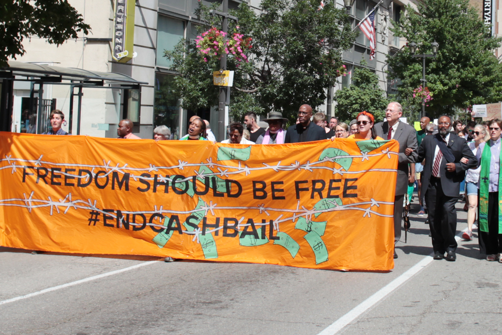 Presbyterians march in the 'Freedom Should Be Free - No Cash Bail' rally at General Assembly 223 in St. Louis. (Photo by Danny Bolin)