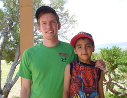 Cameron Newell with Eric Rivas, a son of Joey Rivas, Ghost Ranch’s executive chef.
