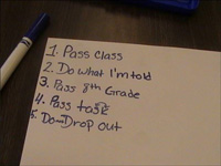 A task list of a New Day participant which includes "Don't drop out."
