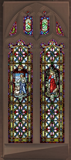Large stained glass windows from a church.