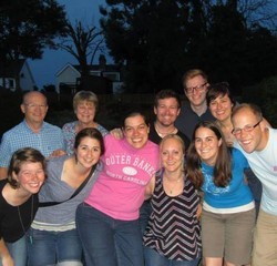 Doug and Elaine Baker (left, rear) with the 2012-2013 group of PC(USA) Young Adult Volunteers in Northern Ireland.