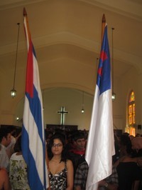 Cuban and Christian flags