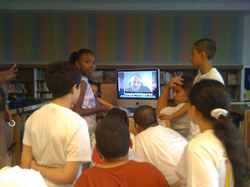 PC(USA) mission worker Jed Koball talks via Skype with school kids in Brooklyn, NY