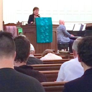 The Rev. Ilene Dunn delivers the pastoral prayer at the More Light Presbyterian National Conference opening worship.