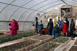 Special Offerings Ambassadors visit a greenhouse at Stony Point.