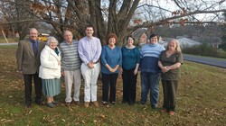 From left to right, residents and their mentors from the Presbytery of the Peaks: Bob McClavey (resident), Shirley Larson (mentor), Dale Brown (mentor), Matt Bowman (resident), Nancy Dawson (mentor and general presbyter), Kristin Reinhold (resident), Christy Mitchell (resident), and Kim Jeffreys (mentor).