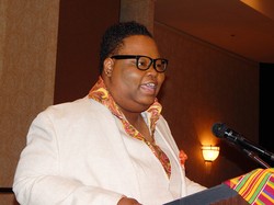 The Rev. Shanea Leonard speaks at the National Black Presbyterian Caucus.