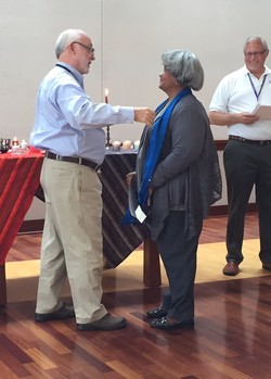 Wanda Beauman is commissioned as a PW Disaster Preparedness Trainer by Rick Turner, PDA National Associate for Disaster Response, U.S. and Ken McKenzie, PDA National Response Team Disaster Preparedness Instructor.