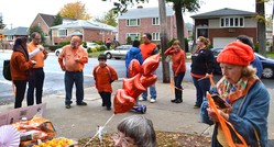 First Presbyterian Church members walk Whitestone neighborhoods as part of their Orange Day Weekend awareness effort
