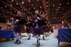 The Alma College Pipe Band processed into the Assembly Hall at Opening Worship.