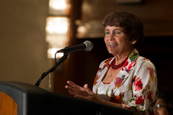 Joanie Lukins reflects on her accomplishments at the Women of Faith Awards Breakfast at the 221st General Assembly in Detroit, MI on Sunday, June 15, 2014.