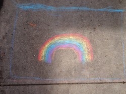 rainbow chalk on sidewalk