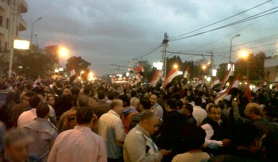 Protesters gather in the upscale Heliopolis district of Cairo outside the presidential palace.