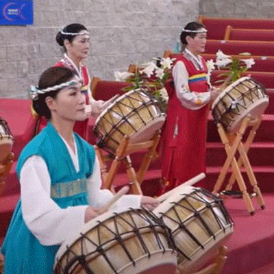 지난달, 한인 장로교 전국 총회 희년 축하 행사에 참여한 드럼 연주자들. (스크린샷)