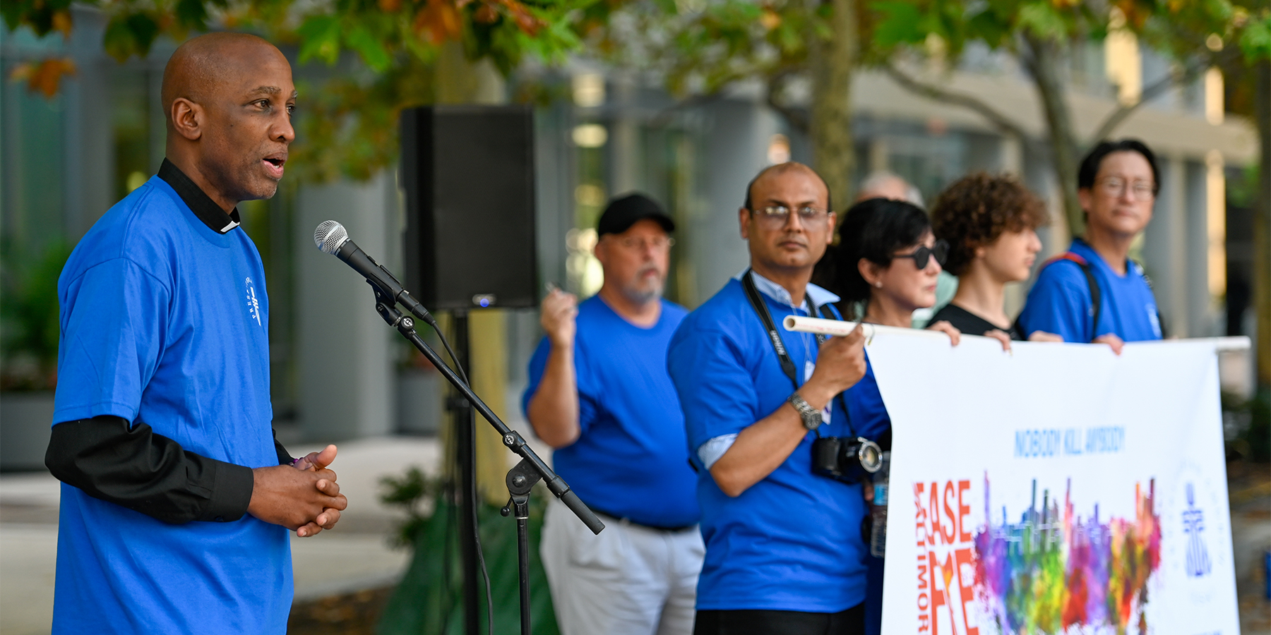 Stated Clerk of the General Assembly, the Rev. J. Herbert Nelson II, speaks at the Ceasefire Walk on August 2, 2019 at Big Tent in Baltimore. (Photo by Rich Copley)