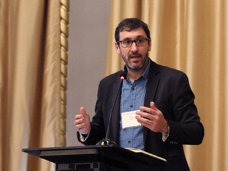 Dario Barolin, executive director of the Alliance of Latin American Reformed and Presbyterian Churches speaks at the World Mission luncheon at Big Tent on August 2, 2019. Photo by Angela Stevens
