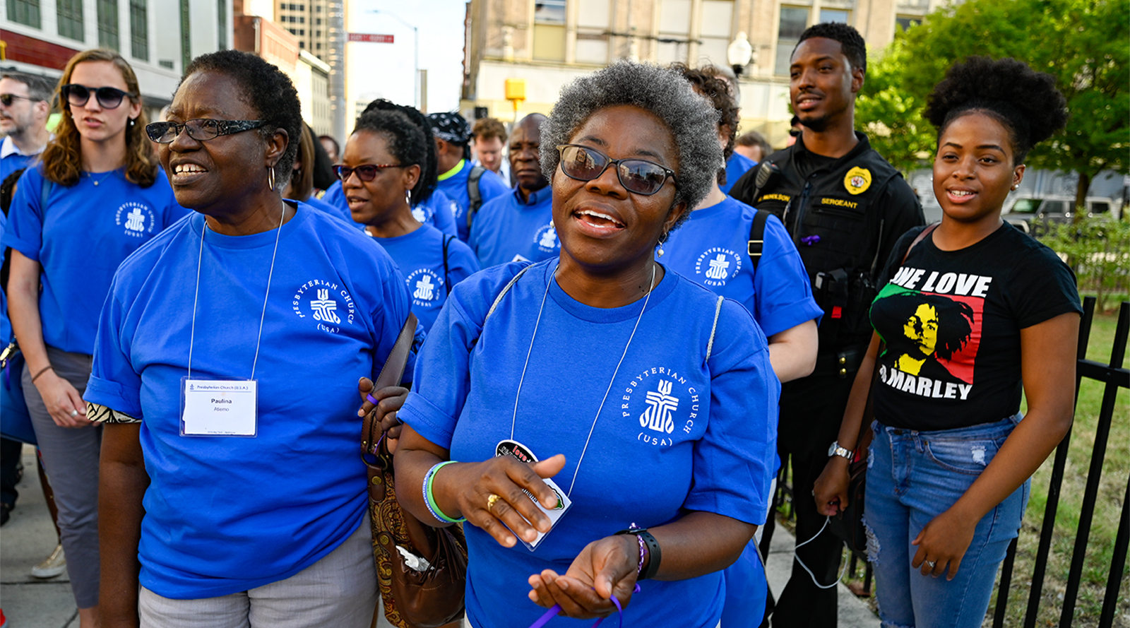 Nearly 200 walk in downtown Baltimore as part of the Baltimore Ceasefire Weekend to draw attention to gun violence. Photo by Rich Copley.