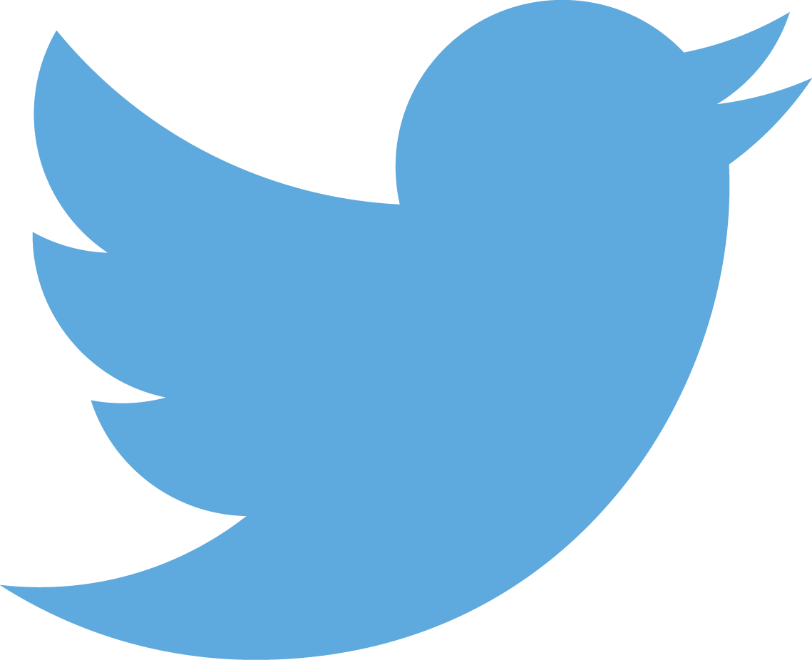 blue twitter bird on white background - logo of Twitter - bird in profile faces right, wing up, beak open