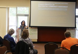 Sera Chung facilitating a conversation on cultural diversity at Austin Theological Seminary.