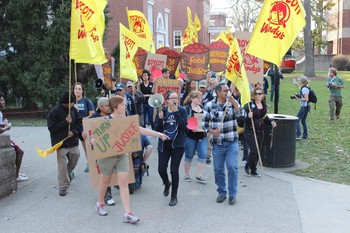 Coalition of Immokalee Workers and supporters demonstrate against Wendy’s Restaurants in March on the campus of the University of Louisville.