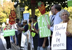 Presbyterians and members of the Coalition of Immokalee Workers gather to raise awareness of farmworker rights at a 2013 demonstration outside of a Publix supermarket in Atlanta.