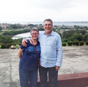 David Cortes-Fuentes and Josey Saez-Acevedo overlooking the Evangelical Theological Seminary in Mantanzas, Cuba.