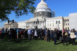 Participants of Ecumenical Advocacy Days gathered on Capitol Hill for prayer before meeting with their congressional representatives. 
