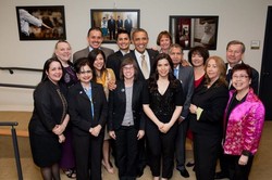 Members of the group, Student Action with Farmworkers pictured with President Obama