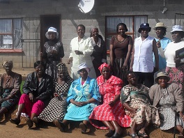 A group of Lesotho women together for a photo.