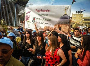 Palestinian marchers Palm Sunday
