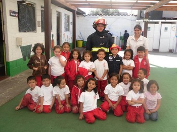 Firefighter and kids
