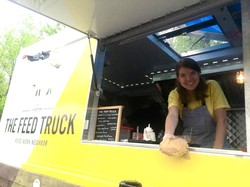 Meredith Cox working on the food truck, a campus ministry endeavor of the Kingston United Methodist Church.
