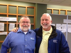The retiring John Robinson (left) and his successor at Presbyterian Disaster Assistance, Rick Turner.