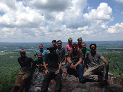 Santos (far right) led a pilgrimage trip on the Appalachian Trail with New Wilmington Presbyterian Church in western PA.