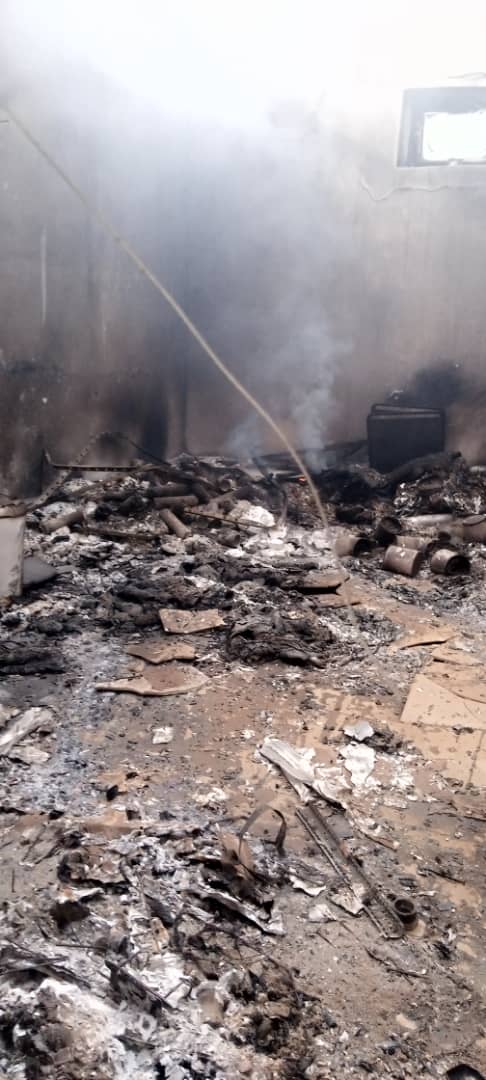 Damage at a major humanitarian hub in north-east Nigeria, burned in an attack. Photo by United Nations Office for the Coordination of Humanitarian Affairs.