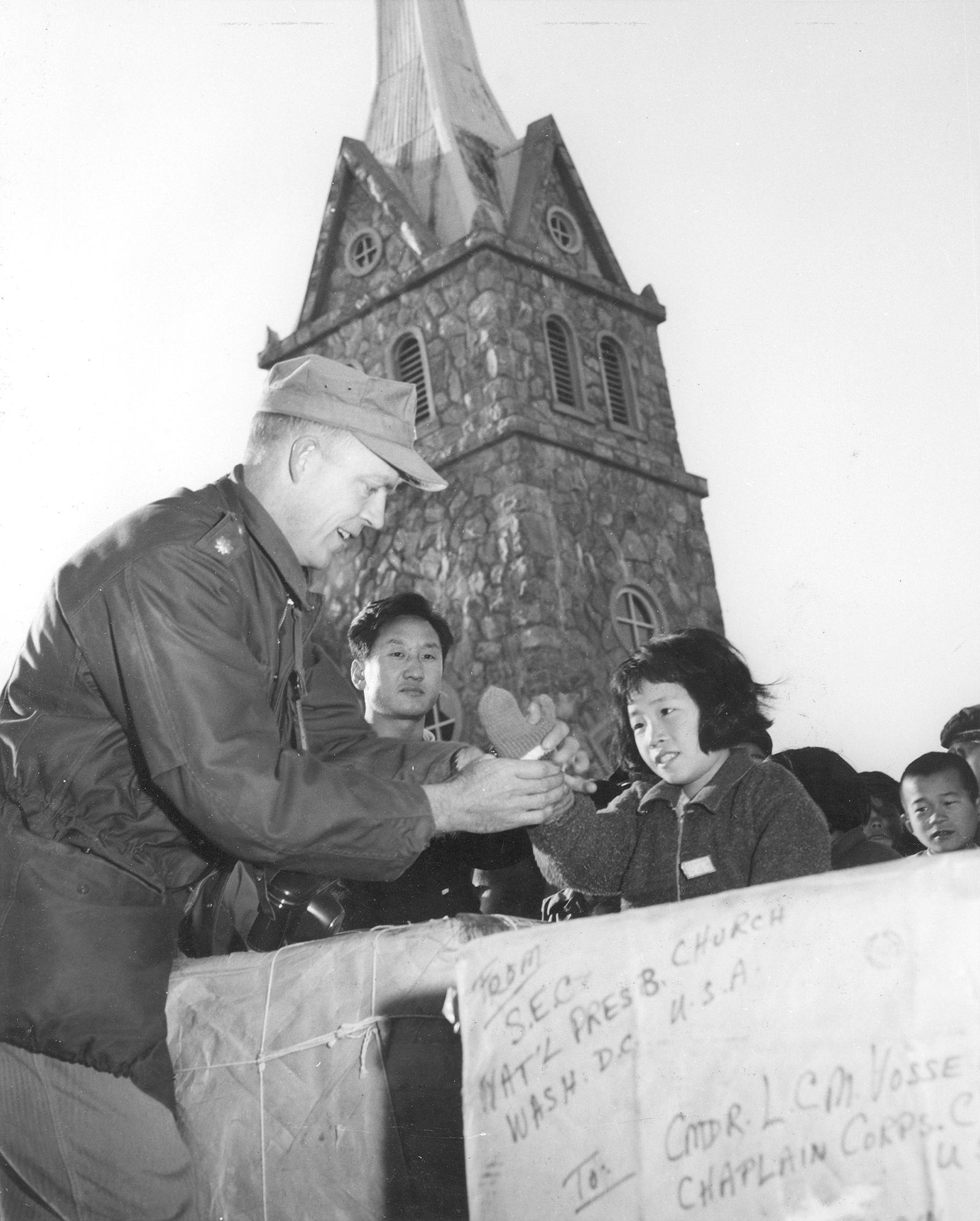 Chungwan-ni Presbyterian Church; packages delivered by Cdr. L.C.M. Vosseler, USN. 