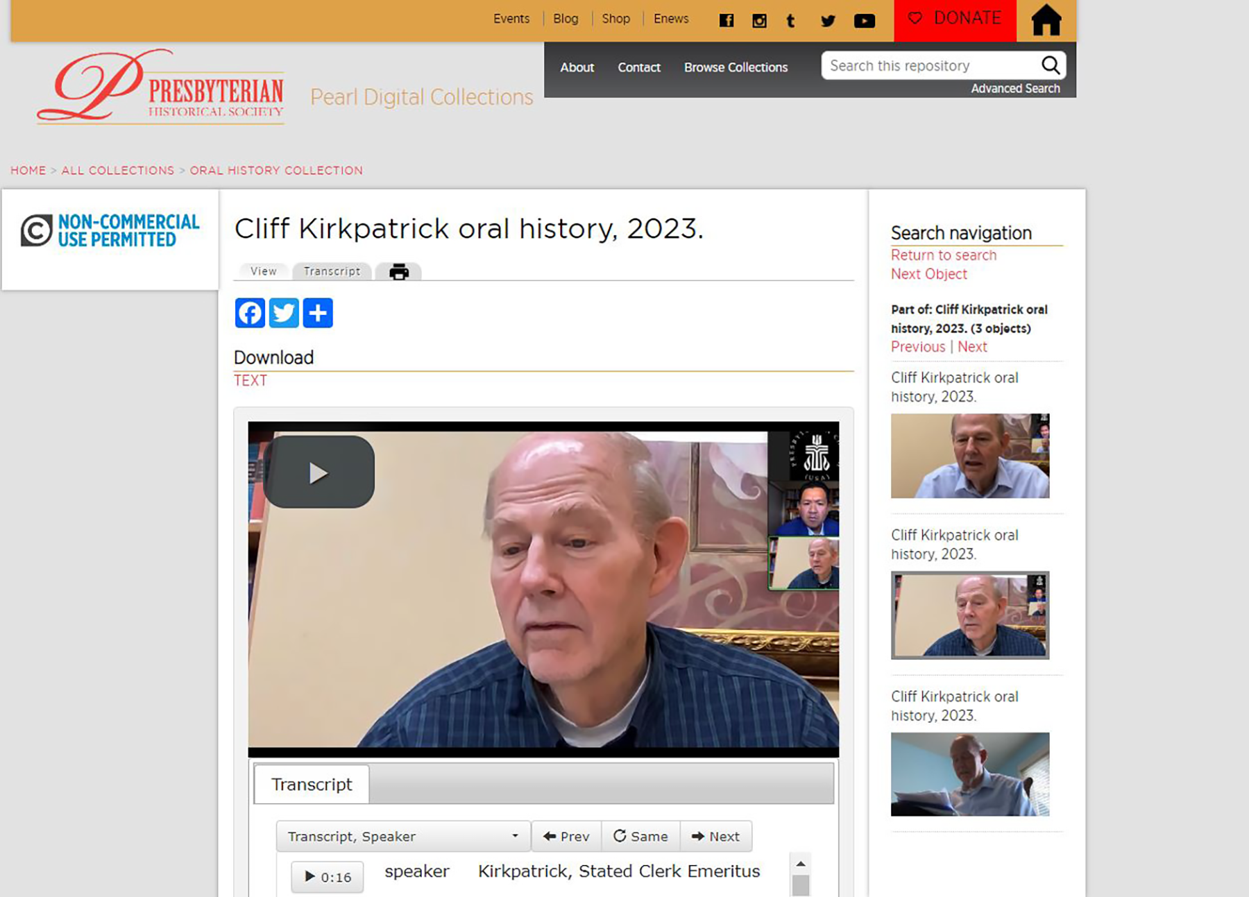 Oral histories with Cliff Kirkpatrick can be accessed via Pearl.