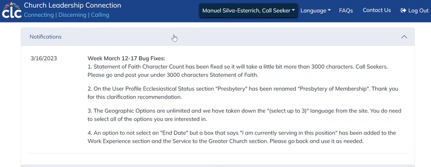 Sample bug fixes for new system, April 2023.