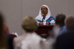 Basimah R. Abdullah speaks at the Ecumenical and Interfaith Breakfast at the 221st General Assembly (2014) of the PC(USA) in Detroit, MI on Wednesday, June 18, 2014.