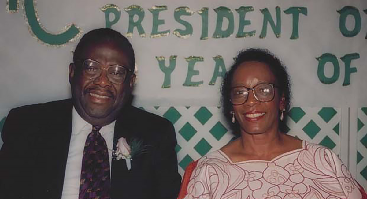 Melva Costen (right) and James Costen at the Interdenominational Theological Center, October 7, 1993. PHS Record Group 538, Box 11.