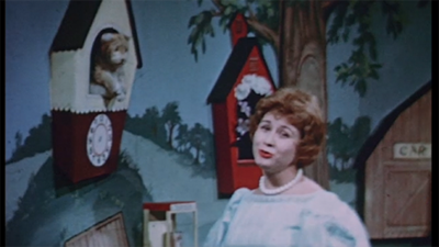 Josie Carey and Daniel Striped Tiger, 1960, from Motion Picture B233, Sunday on the Children's Corner.