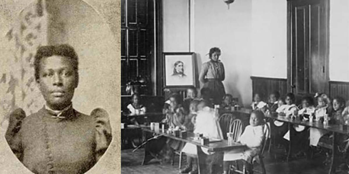 Lucy Craft Laney (left) and a kindergarten class in session at the Haines Institute at the turn of the century. Images courtesy of Wikimedia Commons.