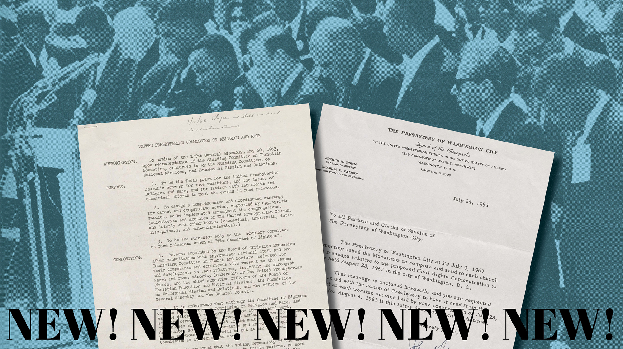 Records and photo related to 1963 March on Washington for Jobs and Freedom, montage by McKenna Britton.