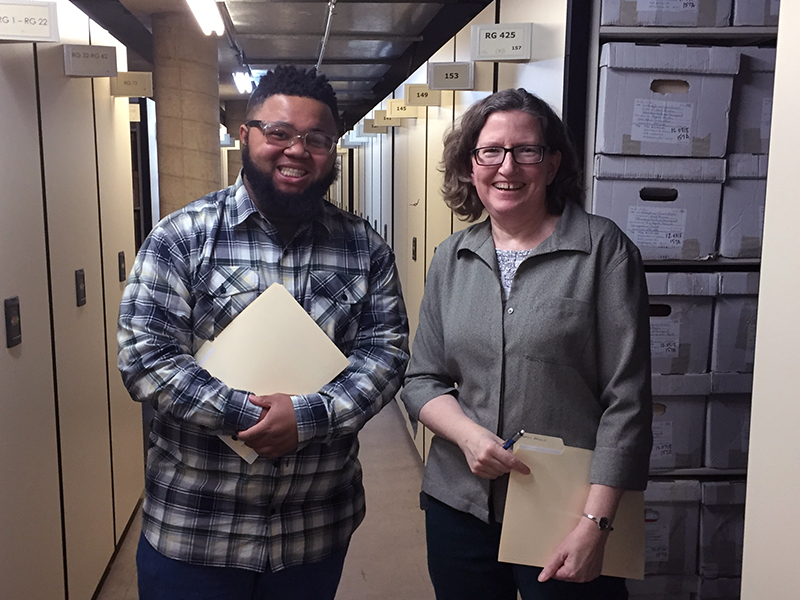 PHS intern Marcus Baldwin (left) and PHS archivist Jenny Barr. Photo provided. 