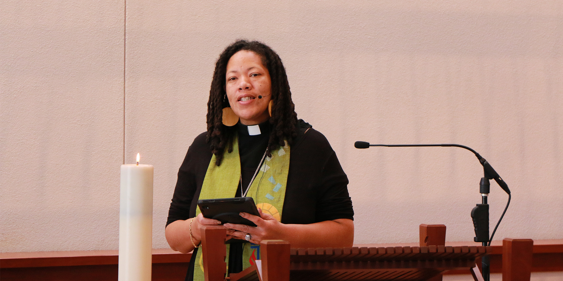 The Rev. Shavon Starling-Louis, co-moderator of the 225th General Assembly of the PC(USA) preached during opening worship. Photo by Rick Jones.