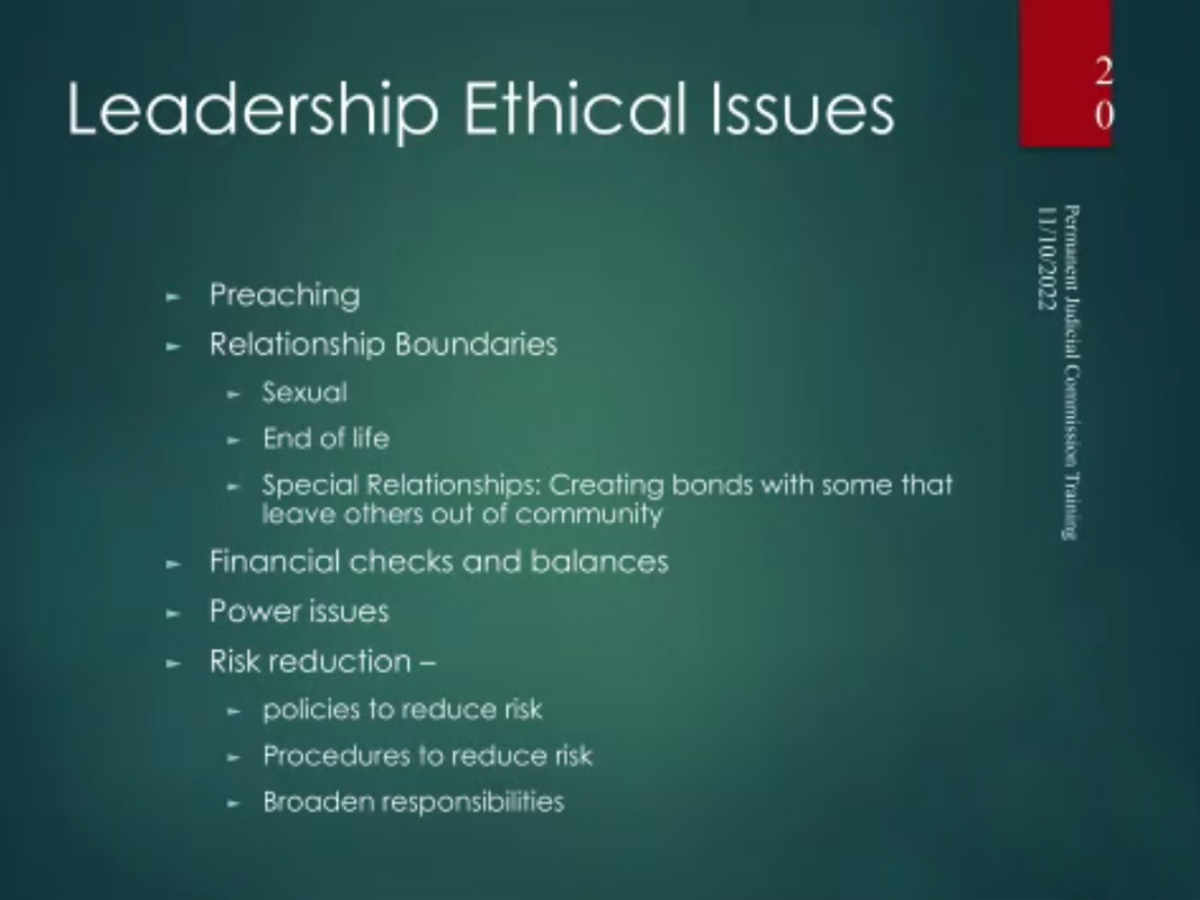 Leadership Ethical Issues Slide from Conflict and the Constitution presentation, November 12, 2022. 