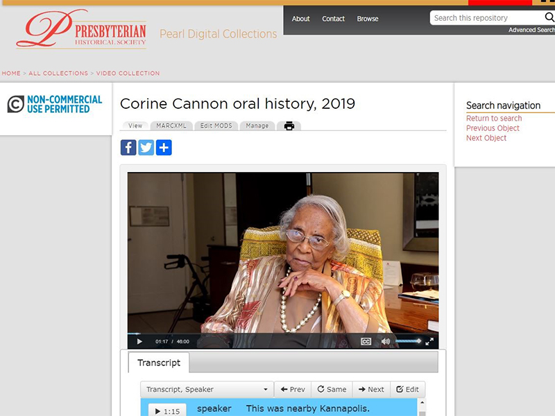 Corine Cannon oral history, 2019. [Pearl ID: 150680]