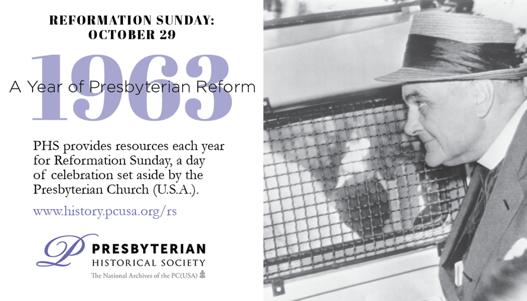 Reformation Sunday graphic with image of Eugene Carson Blake
